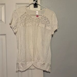 No Boundaries White Lace Short Sleeve Top